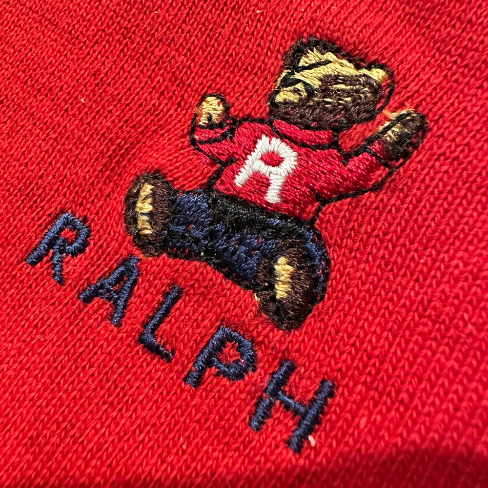 RALPH Polo Bear Red Knit Zip Coin Pouch Vintage Promo 90s Y2K - Picture 5 of 7